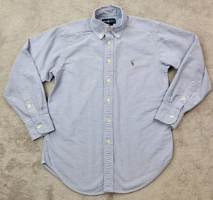 Polo Ralph Lauren Shirt Boys 8 Blue Button Up Long Sleeve Oxford Pony Logo - Picture 1 of 8