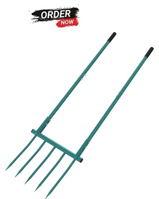 Herramienta de jardín de horquilla ancha, 5 dientes 20 pulgadas cultivador manual de horquilla ancha, paso alto de 55 pulgadas Foto 1 de 4