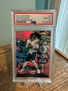 2021 Panini Certified Justin Fields RC Graffiti Pink /199 PSA 10 Rookie NY Jets - Picture 1 of 2