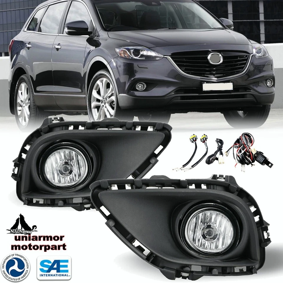 Kit de faros antiniebla de parachoques transparentes con arnés de cableado para Mazda CX-9 2013 2014 2015 Foto 1 de 4