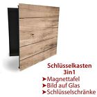 Schlsselkasten Schlsselaufbewahrungsbox Magnettafel 30x30 Beige Holz Glas Deko