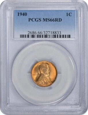 1940 Lincoln Cent MS66RD PCGS - Image 1 of 2