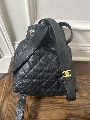 Chanel Black Caviar Vintage Drawstring Turn lock Black Backpack - Image 1 of 4