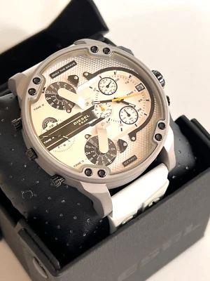 DIESEL Mr Daddy 2.0 DZ7401 White/Grey/Silver Mens Chronograph Watch BNWT G/Box  - Image 1 of 4