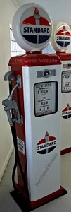 NEW STANDARD REPLICA GAS PUMP - ANTIQUE REPRODUCTION (WHITE & RED) - FREE SHIP* - Picture 1 of 11