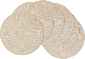 SHACOS 15 Inch round Braided Placemats Set of 6 Non Slip Heat Resistant round Ta - Picture 1 of 12