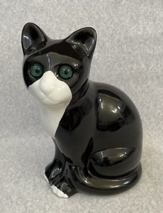 Estatuilla de Gato Gatito Negro Elpa Alcobaca Coleccionable Porcelana Hecha en Portugal - Imagen 1 de 6