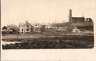 Vintage RPPC Postcard Town with Residential Homes and Church on Hill       D-688