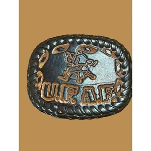 UFAF United Fighting Arts Federation Leather Belt Buckle Chuck Norris NWOT OOAK - Picture 1 of 4