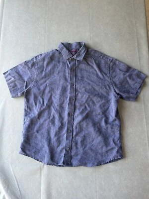 Untuckit Shirt Men's Medium Navy Blue Collared Short Sleeve Classic Linen - Image 1 of 4