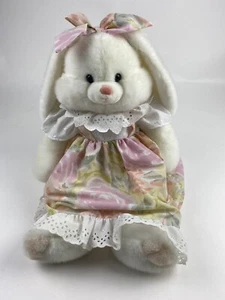 RARE Vintage 1990 Commonwealth White Bunny Rabbit Plush w/ Dress Easter 24" - Picture 1 of 5