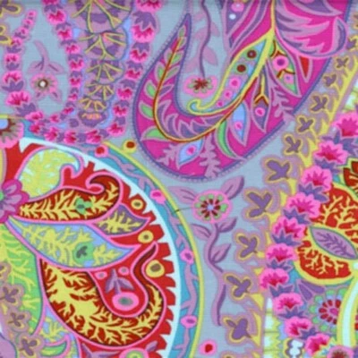 OOP BTY Kaffe Fassett FreeSpirit PWGP060 Paisley Jungle GREY Cotton Quilt Fabric - Image 1 of 4