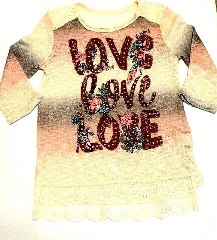 Self Esteem Girls Loose Knit Lace Pink Gray Beige Burgandy Love Love Sz M EUC - Image 1 of 3