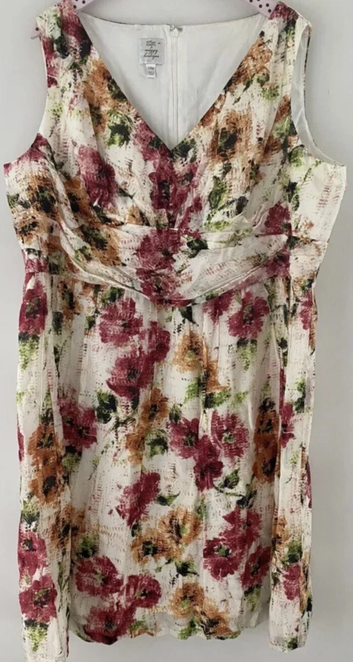 Suzi Chin Floral Sleeveless Dress V-neck Fit and Flare Size 24 - Image 1 of 4