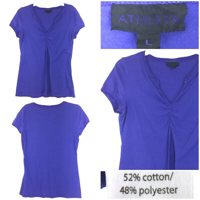 Athleta Womens Large (34 in Bust) Dark Blue/Purple Lightweight V-Neck Tee - Image 1 of 4