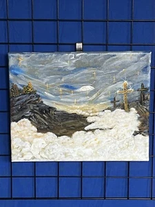 8x10 Painting The Cross John 3:16 OOAK Christian Art Stretched Canvas Acrylic - Picture 1 of 11