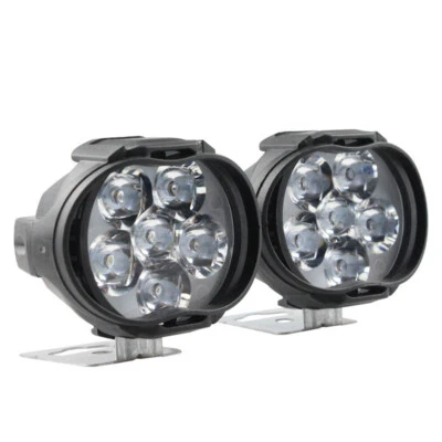2pcs 6 LED Motorcycle Headlight White SpotLights Electric Vehicle Scooters Lamp - Image 1 of 4