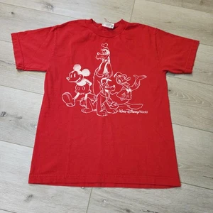 Vtg Walt Disney World Red Short Sleeve Sz Sm Shirt Donald Mickey Goofy Pluto - Picture 1 of 5