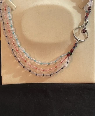 Collana In quarzo Vintage Con Fermaglio In Argento 800 Con Granato - Immagine 1 di 4