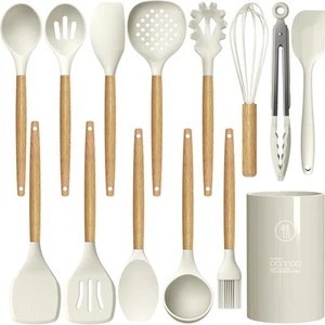 Silicone Cooking Utensils Set - 446°F Heat Resistant Silicone Kitchen Utensil... - Picture 1 of 8