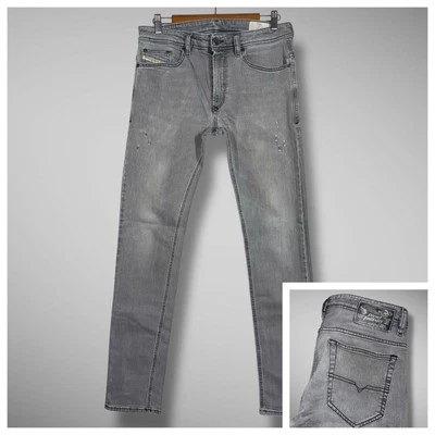 Jeans masculino DIESEL Thavar XP stretch slim skinny 28x32 cinza com zíper bigode mosca - Imagem 1 de 4
