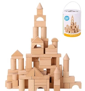 Wooden Blocks - 100 Pcs - Building Blocks for Toddlers - Includes Storage Con... - Picture 1 of 8