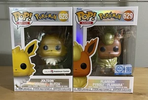 Funko Pop Jolteon & Flareon Pokémon Center Exclusive Pearlescent SE #628 #629 B - Picture 1 of 1