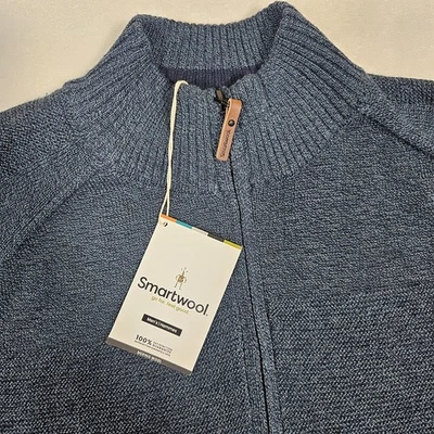 Smartwool Men's Deep Navy Heathered Blue Ripple Ridge Half Zip Sweater Size XL  - Image 1 of 4