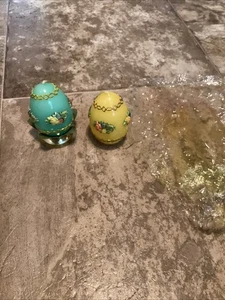 2 Vintage Decorative Egg Candles Made In Western Germany 1 Stand Easter - Picture 1 of 7