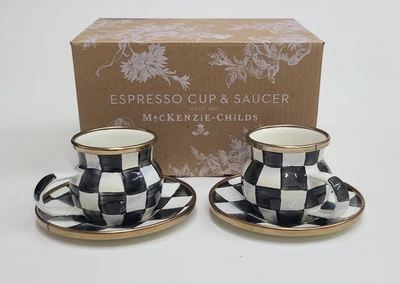 MACKENZIE-CHILDS Mackenzie Childs Courtly Check Expresso Cup & Sauccer Set