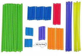 100 K'NEX Flexible Rods Mixed Lot Green Yellow Purple Flexi Standard Parts KNEX