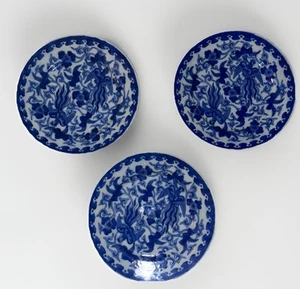 Japanese Arita Ware Porcelain 8 +” Antique Plates Blue & White Underglazed - Picture 1 of 11