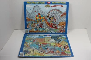 VTG Walt Disney Jaymar Inlaid Tray Puzzle "Mickey Mouse and Friends" Rides/Train - Picture 1 of 7