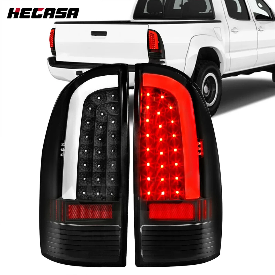 HECASA LED Tube Tail Lights Black Lamps Left+Right For Toyota Tacoma 2005-2015 - Image 1 of 4