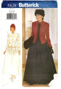 Butterick Sewing Pattern Women's EVENING SKIRT JACKET HAT MUFF 5828 14-16-18 UC - Picture 1 of 4