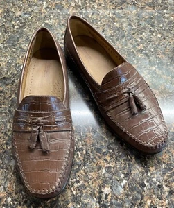 Florsheim Pisa Men Size 12EE Cognac Brown Croc Leather Loafer Shoe Tassel 18469 - Picture 1 of 7