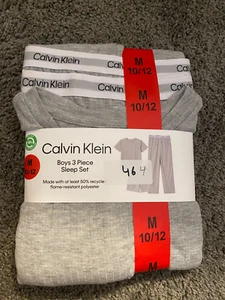 Boys Calvin Klein 3 Piece Sleep Set Shorts Pants Shirt Heather Gray - Picture 1 of 2