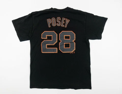 San Francisco Giants Shirt Adult Large Black Short Sleeve Buster Posey MLB Tee Cover