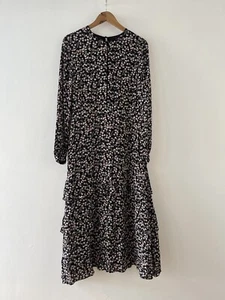 Laura Ashley Floral Maxi Dress UK 12 Black Viscose Summer Holiday (16e) - Picture 1 of 11