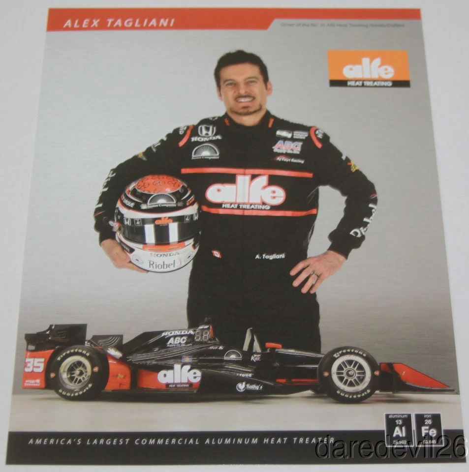 2016 Alex Tagliani Alfe A.J. Foyt Special Honda Indy 500 Indy Car postcard - Image 1 of 1