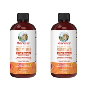 MaryRuth Liquid Morning Multivitamin +Hair Growth Peach Mango 15.22 fl oz/450 ml - Picture 1 of 5