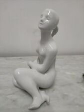 Vintage Royal Dux Porcelain Nude Woman Figurine White Porcelain Sculpture.. 23cm