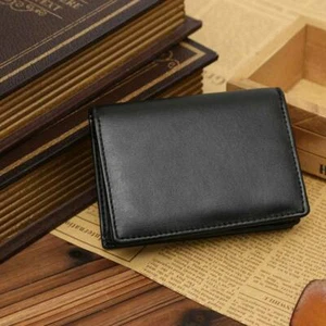 UK Black Leather Men's Small RFID Slim Bifold Wallet Credit Card ID Holder Gifts - Picture 1 of 8