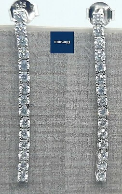 Orecchini Donna in Argento 925 pendenti tennis 3mm bianchi - Immagine 1 di 4