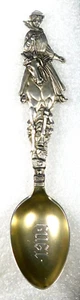 DESIGNER STERLING Silver Gold Wash Antique WESTERN GIRL 1909 SPOON Estate - Picture 1 of 6