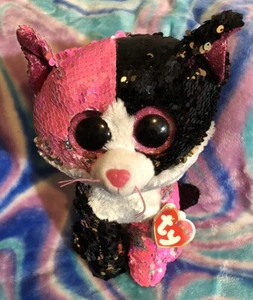 Ty Beanie Flippables 9” Malibu the Color Block Sequined Cat w/ HT 2018 - Picture 1 of 7