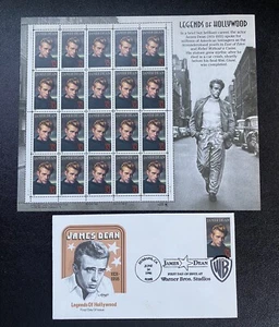 US James Dean Legends of Hollywood 32c Stamp Sheet Scott #3082 plus FDC - Picture 1 of 5