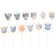 2 Sets of 48Pcs Nice Cupcake Decor Cat Topper Topper Cake Topper for Party