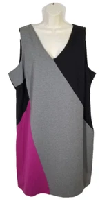 Vestido recto Lane Bryant para mujer talla 26 negro gris magenta bloques de color hasta la rodilla - Imagen 1 de 7