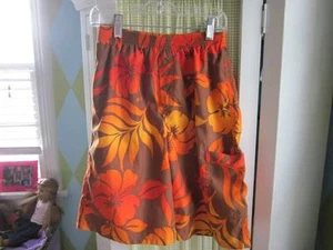 CHARLIE ROCKET boys hibiscus brown orange swim trunks Sz 12 - Picture 1 of 6